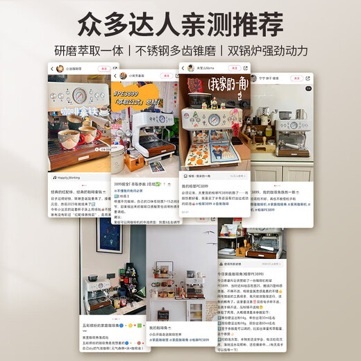柏翠（petrus）PE3899意式咖啡机全半自动家用奶泡机研磨一体机小型双泵牛角手柄 咖啡机PE3899单机