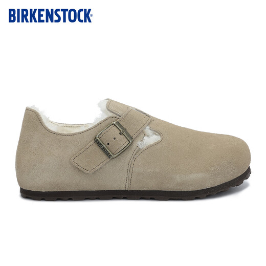 BIRKENSTOCK German imported new men's and women's suede London Shearling fur shoes sand color narrow version 1028470 38