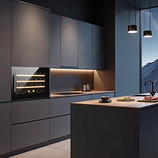 Jointtek Seamless Fully Embedded Wine Cabinet Ultra-Thin Household Refrigerator Cabinet Constant Temperature and Humidity Compressor Embedded In-Wall Fresh Cabinet Zero Embedded JC24S/Single Temperature/Black/Side Door 24 Bottles