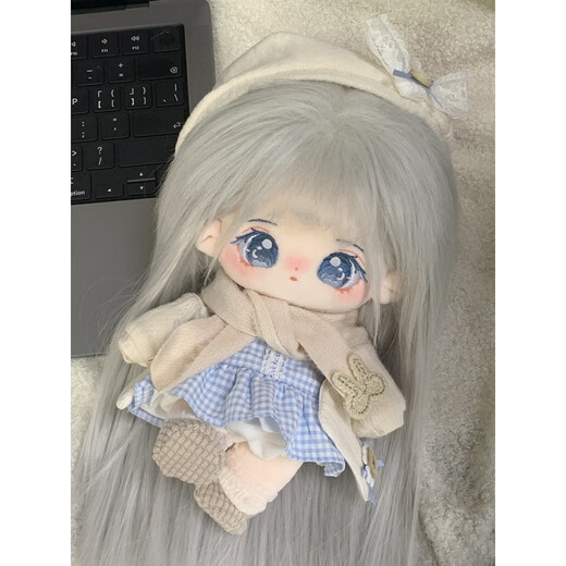 Le Yingqi Lingyue cotton doll female 20cm doll plush toy female dress-up doll with bones naked baby birthday gift Lingyue naked baby + high temperature silk hair arrangement * 2 with skeleton baby height 20cm