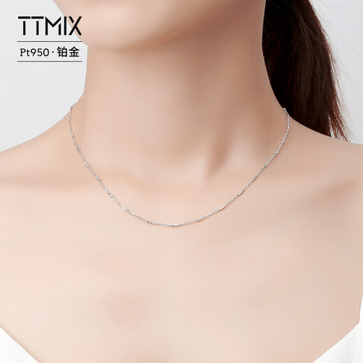TTMIX platinum necklace women's flash O chain column chain Pt950 platinum versatile clavicle neck jewelry for girlfriend 2.94g 41cm thick 1.4mm