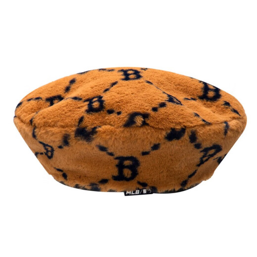 MLB beret men's and women's imitation lamb velvet presbyopia LOGO casual warm hat spring 3ACBMF126-43BGD Boston/dark beige S