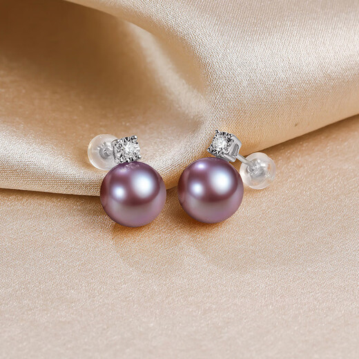 Queen of Pearls Purple Freshwater Pearl Earrings 8-9mm Freshwater Pearl Stud Earrings Birthday Gift for Women