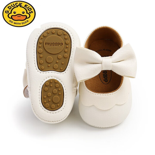 G.duck Spring and Autumn Baby Girl Toddler Shoes 0-1 Years Old 86-9 Months Soft Sole Anti-Slip Princess Small Leather Shoes Soft Single Shoes Tender White 1954 Soft Rubber Sole Size 15.5 Inner Length 12cm Approximately 6-9