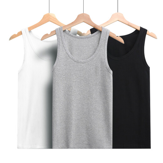 Hengyuanxiang pure cotton vest men's elastic slim trendy men's sports sleeveless bottoming shirt men's 3-piece black and white gray XL