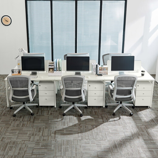 Lin's Home Simple Office Computer Desk Desktop Double Office Workbench Lin's Wood Industry LH880 [Warm White] Two-person Staff Table
