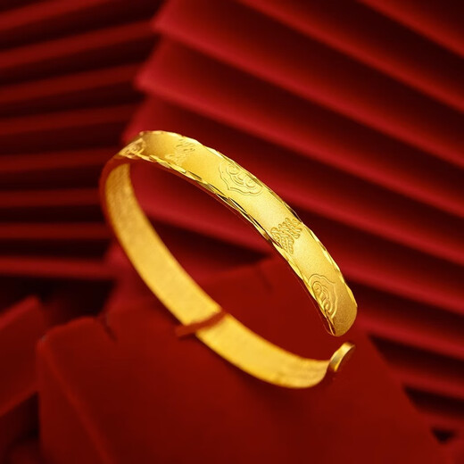Chenru 18K gold bracelet six-character mantra opening ancient method bracelet 3D hard gold heart sutra bracelet Valentine's Day gift Xiangyun Liu