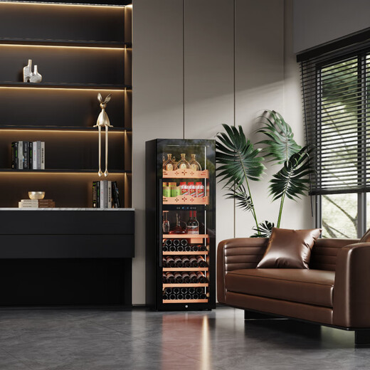 Bai Kailun red wine cabinet constant temperature wine cabinet air-cooled and frost-free multi-functional dual temperature dual control large capacity embedded refrigeration home ice bar office wine living room tea preservation foreign wine white wine single temperature | wifi smart connection | multi-function ice bar 420L 1.8 meters large capacity first-class energy efficiency
