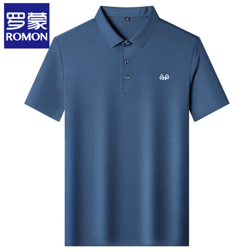
ROMON (ROMON) middle-aged mulberry silk short-sleeved T-shirt, male middle-aged daddy summer casual loose breathable POLO shirt, male 9859 light blue M 165