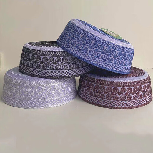 Hong Kong Rou summer Hui hat men's ethnic minority men's small white hat Xinjiang Linxia embroidered hat white embroidered 55