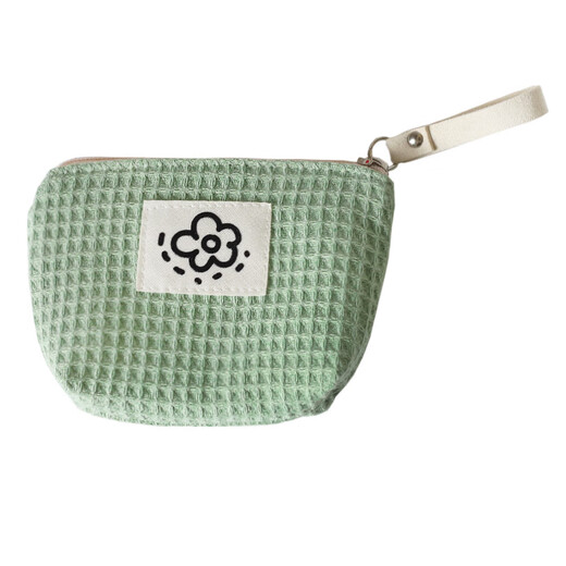 OEMG ZIP Billetera Mini Waffle Small Willet Ins Fresh Student Llevar bolsas de monedas Almacenamiento de lápiz verde Bolsa pequeña