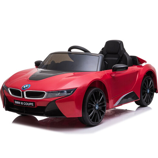 BeRica BMW I8 authorized baby electric car remote control car children's toy car can sit on baby swing four-wheel red four-wheel drive swing + remote control foam wheel leather seat