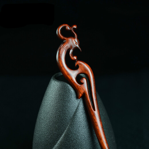 Meng Junchen small leaf rosewood phoenix hairpin for women retro style Hanfu bride costume headdress phoenix hairpin Valentine's Day gift