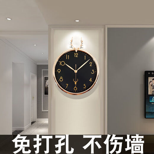 
Nordic light luxury deer head wall clock living room home creative atmospheric modern simple clock decoration fashionable clock wall deer head electroplated gold simple model [6187]