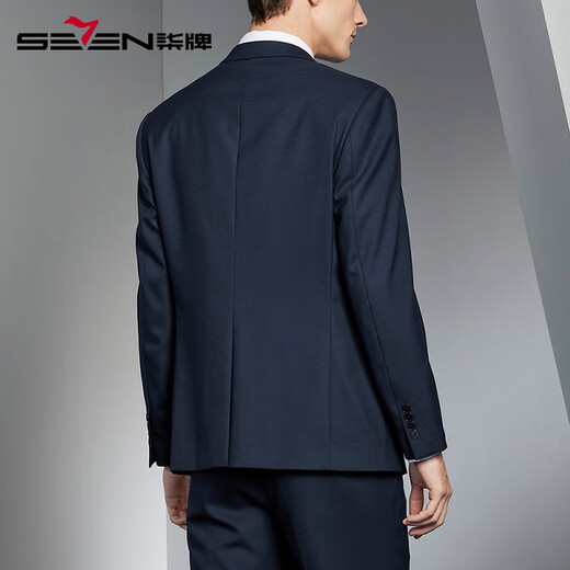 Qi brand wool suit suit for men 2025 autumn new business formal suit and trousers two-piece groom's wedding dress dark blue suit top M B46 170/92B