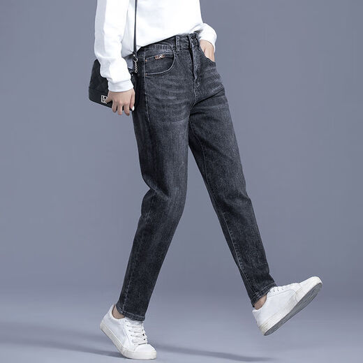 Shokaren 200jin [Jin est égal à 0,5 kg] pantalon pour le travail et le travail pour les femmes en automne et en hiver jeans Harren pour les femmes 2025 Nouveaux pantalons simples bleus lâches 9905 26 _ Code suggère 80-90jin [Jin est égal à 0,5 kg]