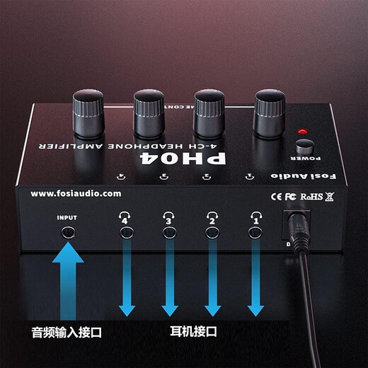 FOSI AUDIO PH04桌面耳放迷你家用耳机放大器高音质音频放大器台式便携式功率放大器 黑色【12V/1A电源适配器】