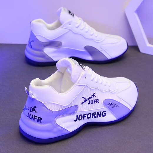 BOFLOY casual shoes men's shoes new style bag-soled shoes light luxury European station height-enhancing shoes men breathable thick sole sports dad shoes men 9918 white and black 38 [sports shoes size]