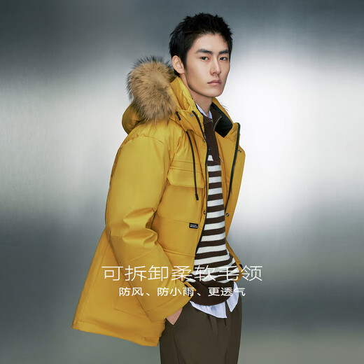 GXG Ropa para hombres, chaqueta de trabajo de tela de tres a prueba, chaqueta de abajo para hombres, 23 invierno, amarillo, 170/m