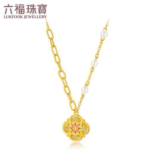 Liufu bijoux fuman héritage quatre chants d'or yun flower floom quatre xi perl colored artisan collace au prix l07g0001ds 6,84 grammes (y compris le coût de la main-d'œuvre 1 047 yuan)