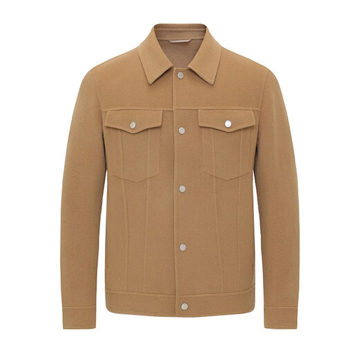 Navigare Italian small sailing pure wool jacket men's autumn and winter warm coat lapel fashion men's short coat caramel color XL /52