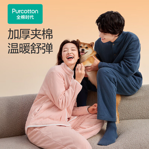 All-cotton era pajamas, thickened knitted quilted anti-static, men's and women's home wear suits, sports version, can be worn outside