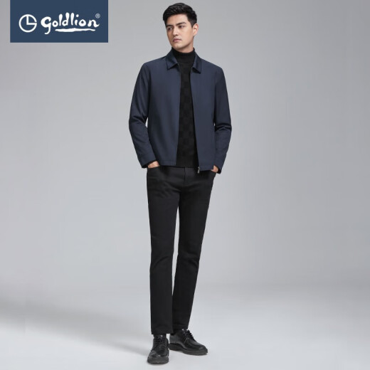 Goldlion [Machine Washable Wool] Spring and Summer New Jacket Men's Lapel Business Casual Shoulder Pad Classic Jacket 95L1 Navy Blue L