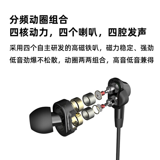 Ride (EDIFIER) HECATE GM360 wired gaming headset in-ear noise reduction dual dynamic coil computer mobile phone chicken music e-sports earbuds 3.5mm interface white [four speakers sound]
