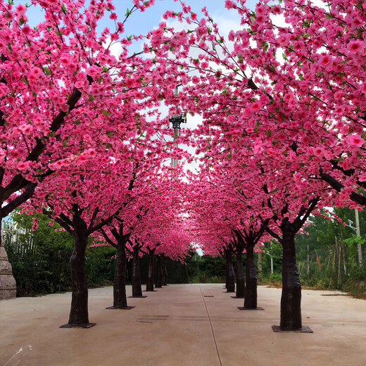 Flower e flow simulated peach blossom tree cherry blossom tree simulated plant fake tree large living room hotel fake flower ceiling wedding window decoration (extended shape) 2 meters high and 2 meters long