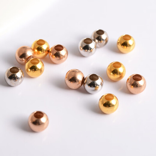 OINE 18k gold beads, bouncy beads, cat eye beads, laser beads, flash beads, pure small gold separator beads, transfer loose beads accessories, bright surface, 3mm medium thickness, 4 pieces - light beads - 18k gold