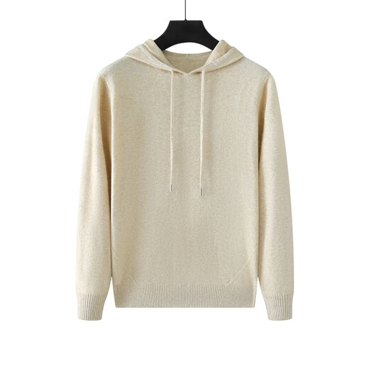 鄂尔多斯市产2024秋冬新款羊绒帽衫男带帽纯色长袖针织衫连帽毛衣 产自鄂尔多斯市-藏蓝色 M