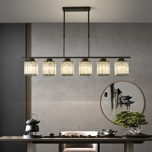 
Recalling the past Crystal New Chinese Restaurant Chandelier Chinese Style Rectangular Lamp Modern Simple Home 56-Head Chinese Restaurant Chandelier 7029-3 Heads/Black + Round Lamp Shade