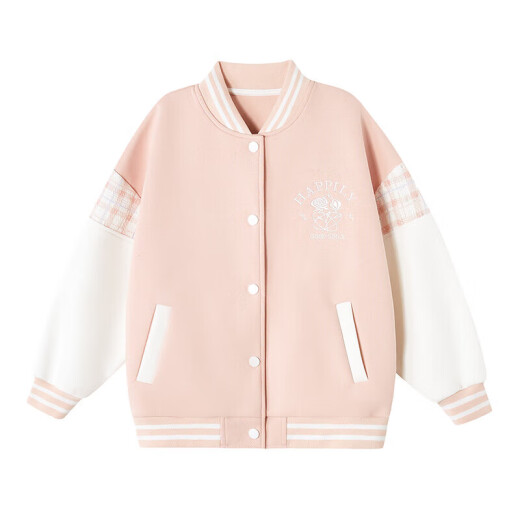 DEESHA Girls' Jacket Fashionable Fragrance Style Color Block Baseball Jacket for Medium and Large Children