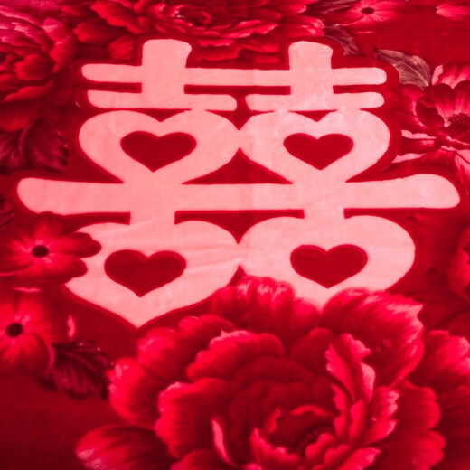 Nanjiren Big Red Wedding Celebration Blanket Double Layer Thickened 10 Jin Jin is equal to 0.5 kg Autumn and Winter Blanket Raschel Wedding Blanket Double Large Quilt Dowry Gift CC-655 Big Red (Double Happiness) Double Layer Thick Blanket 200*230cm About 10 Jin Jin is equal to 0.5 kg