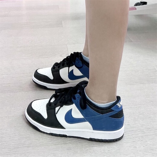 Nike (Nike) Dunk Low Salmon Toe GS Low Top Retro Retro non-glisser-USE-RÉSISTANT CASSORATION CASSORATION DH9765-104 BLUE BLACK ET BLANC 38