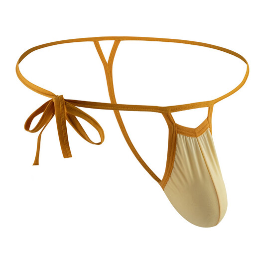 OLO men's thong belt side opening knotted rope ice silk soft comfortable sexy GAY strappy sexy underwear red one size