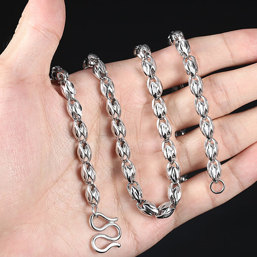 Fat Donglai's same platinum necklace men's pt999 new PT950 men's bag 999 silver men's plain chain is light and luxurious, pt210 leading melon seed chain, about 6mm55cm, weight about