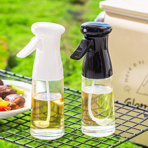 German oil pot glass material spray bottle spray bottle air fryer spray bottle atomization household press oil pot without hanging 300ml black uniform atomization