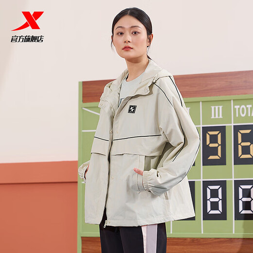 特步（XTEP）【门店同款】双层风衣男外套春季新款女风衣情侣同款保暖外套9761 棉花白 S