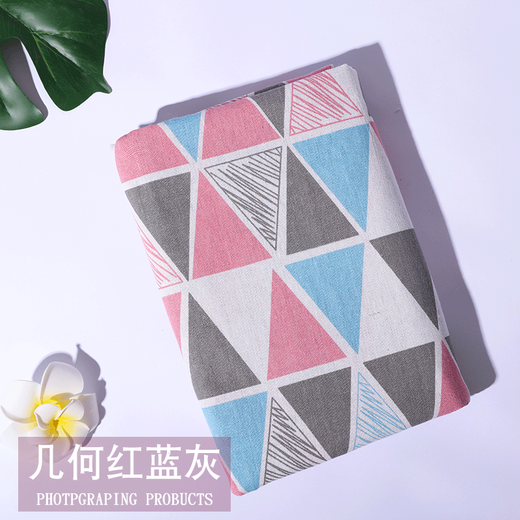 Jiazhilu tablecloth cotton and linen small fresh rectangular tablecloth tea table cloth tablecloth ins style desk cloth student dormitory geometric blue gray 200*150cm