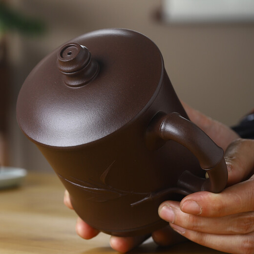 Junlixuan Zisha Cup Yixing Fully Handmade Original Mineral Purple Clay Tea Set Zisha Cup Tea Cup Strong Bamboo Cup 500ml