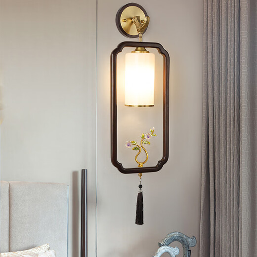 Ancient Tang Style 2024 New Walnut Wall Lamp Living Room Porch TV Background Wall Bedroom Study Aisle Chinese Style Zen Lamp A-1/Model 20 Watt Three Color LED