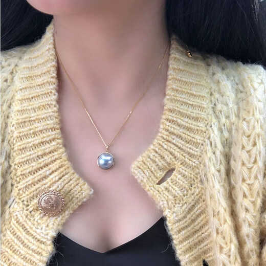 Buhesyt thick gold version of mapei necklace natural sea water starry sky blue Japanese mapei pendant 10-11mm original straight edge thick gold model