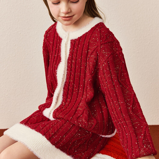 MiniPeace Children's Clothing Spring New Girls Suit F2FCE1A02FBFCF1135 Red 130cm