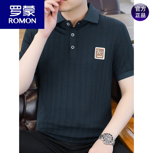 罗蒙（ROMON）冰丝短袖polo.衫男夏季薄款网眼镂空透气T恤2024新款纯色带领体恤 9923白色 L