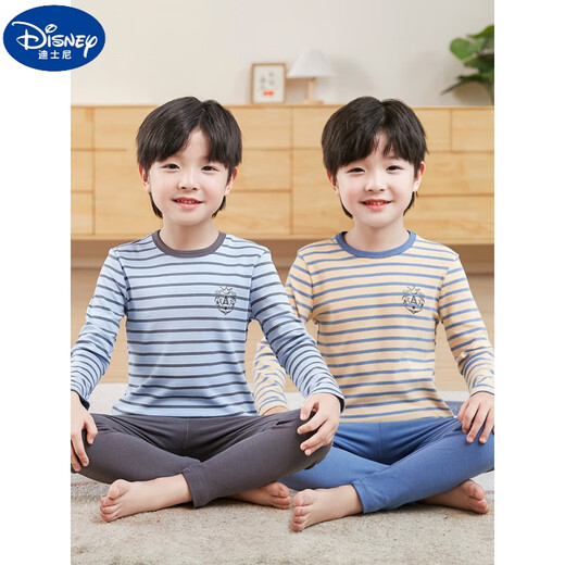 迪士尼（Disney）儿童秋衣秋裤全棉a类男童保暖内衣套装纯棉秋冬童装中小童棉毛衫 纯棉（A类秋衣秋裤）D679-蓝色 150码身高140-145cm  11-12岁