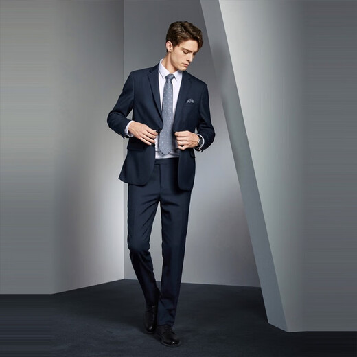 Qi brand wool suit suit for men 2025 autumn new business formal suit and trousers two-piece groom's wedding dress dark blue suit top M B46 170/92B