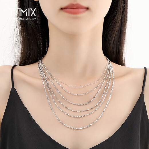TTMIX platinum pt950 necklace women's simple platinum necklace ingot chain platinum necklace classic versatile and stackable 4.40g 43cm thick 1.1mm