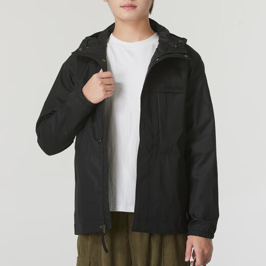 Timberland添柏岚冲锋衣男春季户外登山服防风连帽夹克防水工装外套A695W A695W001/黑色 XS 165 建议80-100斤