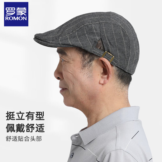 罗蒙春夏男士前进帽中老年爸爸薄款透气遮阳防风棉布鸭舌贝雷画家帽